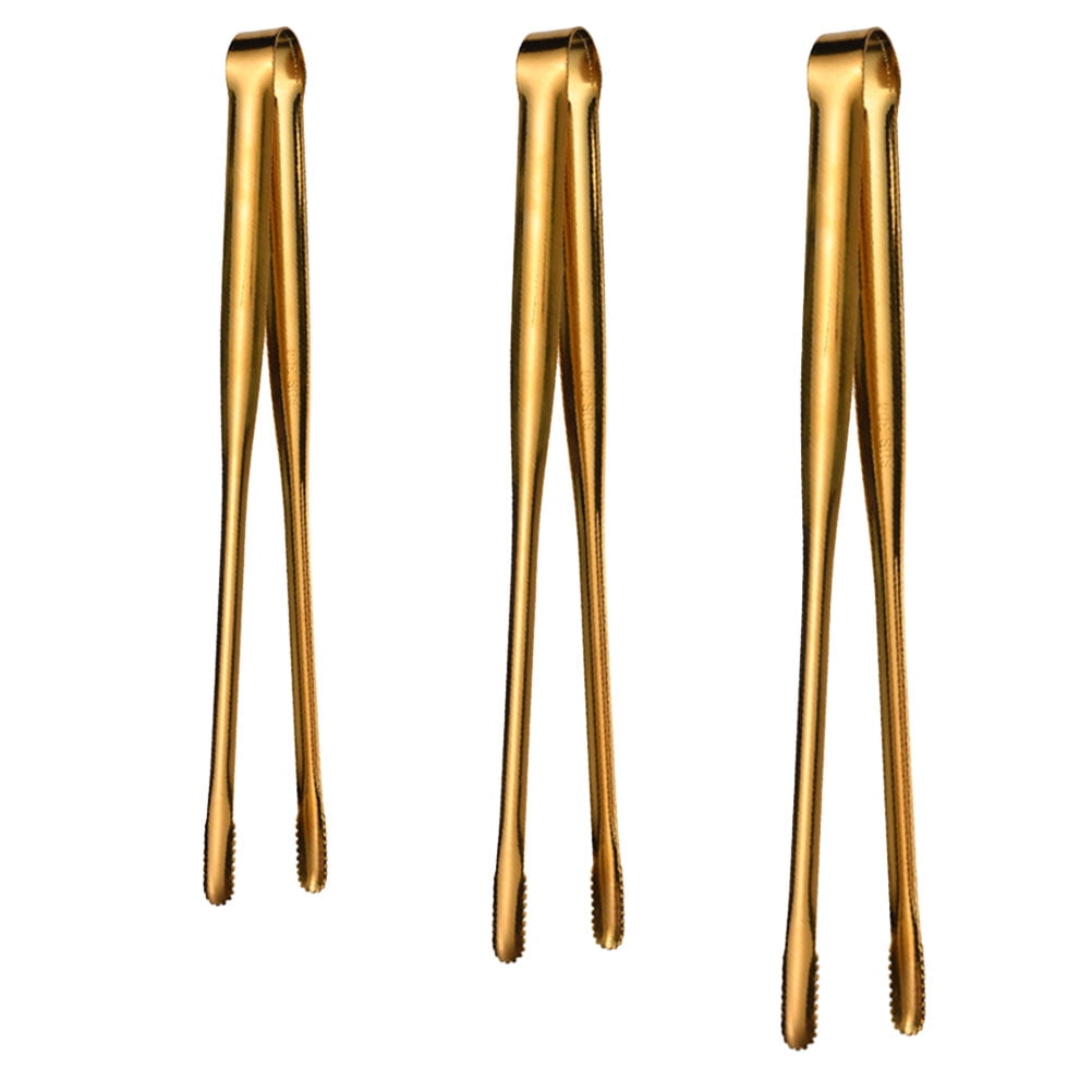 NICEXMAS 3-Piece Golden Stainless Steel BBQ Tongs Set - Practical and Wear-Resistant Grilling Tool