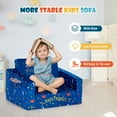 thumbnail image 5 of Resenkos 2-in-1 Convertible Kids Sofa with Velvet Fabric-Blue, Kids Chairs for Kids, 5 of 8