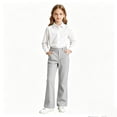 thumbnail image 3 of Uniform Pants for Girls Elastic Waist Flare Leg Girls Grey Uniform Pants Back to School Clothes Size 5-16 Years, 3 of 6