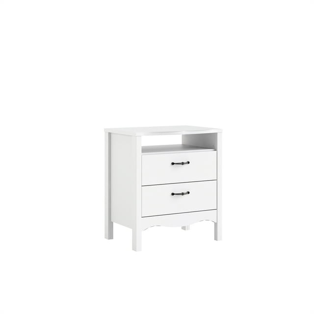 Tvilum Biscayne Table de Chevet en Bois d'Ingénierie 2 Tiroirs en Blanc
