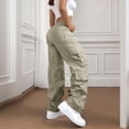 thumbnail image 6 of Lumtrix Cargo Pants For Women High Waisted Hiking Pants Baggy Fashion Stretchy Wide Leg Y2K Streetwear With Pockets Khaki L, 6 of 7