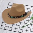 thumbnail image 6 of Cowboy Hat,Wide Brim Hat Suede Sun Protective Hats Women Men,Cowboy Cowgirl Beach Travel Summer Fashionable,Western Cow Boy Girl Visor Sunhat Outdoor Adults,Party Holiday Brown and Black, 6 of 8