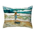 thumbnail image 2 of Betsy Drake Interiors Girl at the Beach Small No-Cord Pillow 11x14, 2 of 2