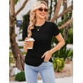 thumbnail image 6 of Ekouaer Womens Pregnancy Top Classic Side Ruched Maternity T Shirts Short Sleeve Mothers Clothes Black/Army Green/Grey, 6 of 7