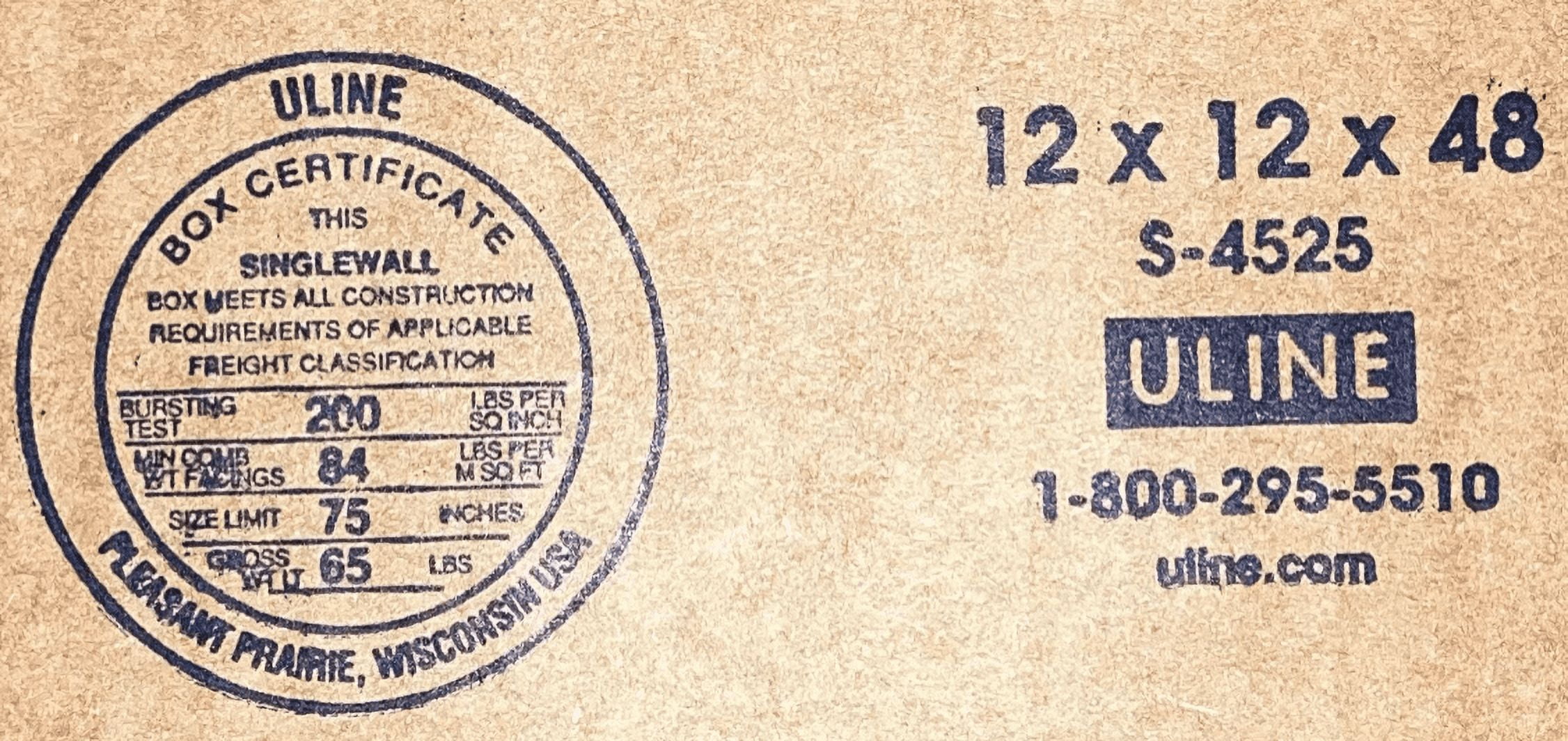 12x12x48 (200 lb strength) | SINGLE CARDBOARD BOX | TALL