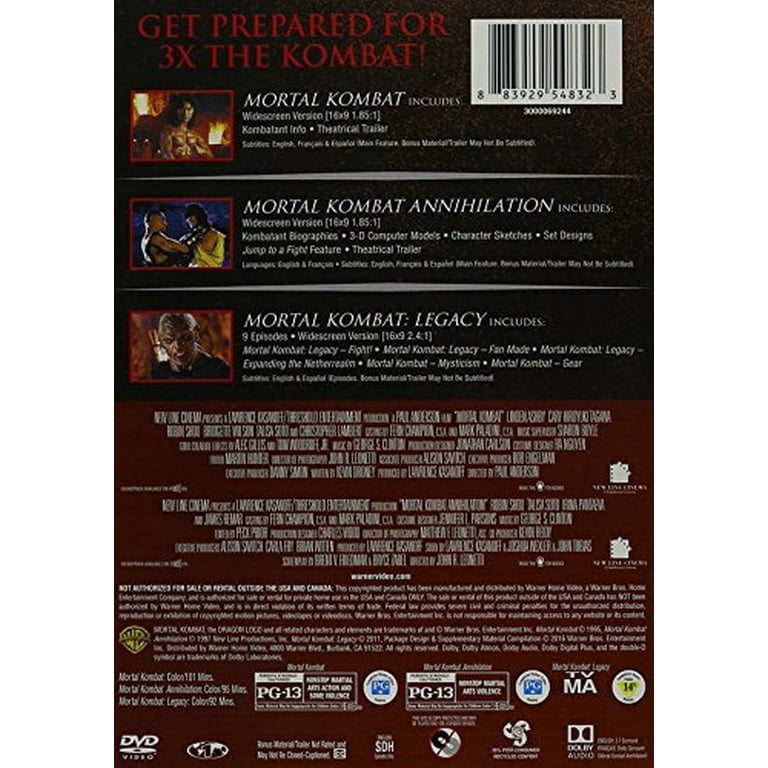 Warner Home Video SDS Mortal Kombat Triple Feature DVD, 3 Movie