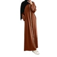 thumbnail image 1 of XDZJLR Robes pour Femmes Couleur Unie Manches Bouffantes Col Rond Robe Maxi Musulmane, 1 of 5