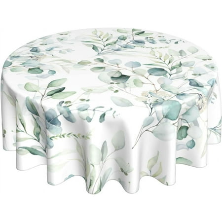 

SKQIT Sage Green Leaf Round Tablecloth 60 inch Washable Reusable Decoration Table Cover for Home Kitchen Dining Party Pinic Patio Outdoor Decor