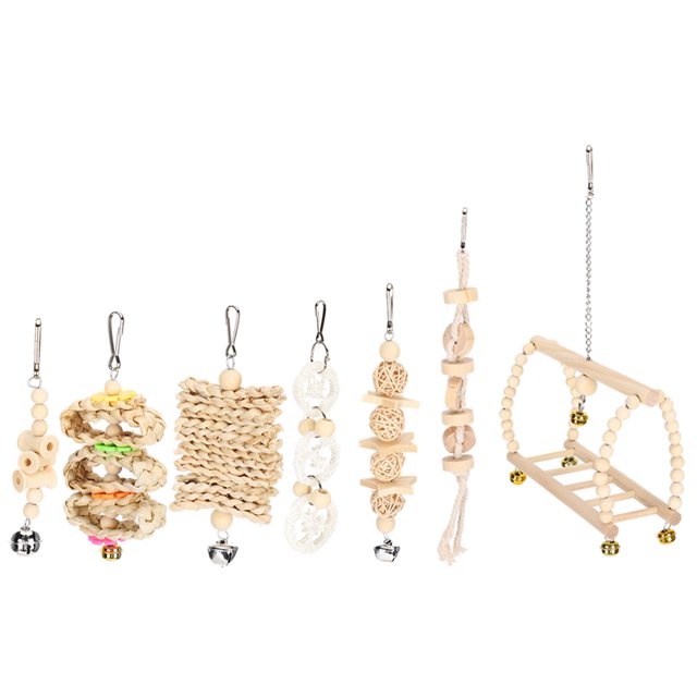 Juego De Juguetes Para Loros Con Puente De Madera, Cascabeles Colgantes Juego De Juguetes Para Loros, Para Pájaros Ccdes Otros