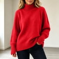 thumbnail image 2 of Turilly Women's Plus Size Turtleneck Pullover Sweater Thick Knit Long Sleeve Relaxed Fit Solid Base Layer Top, 2 of 6