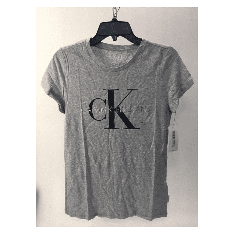 Calvin Klein Womens Metallic Monogram Logo Crewneck T-Shirt