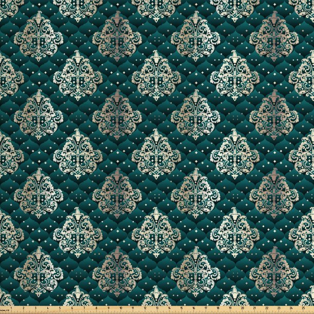 Damask Fabric by the Yard, French Pattern Inspired by Rococo Era