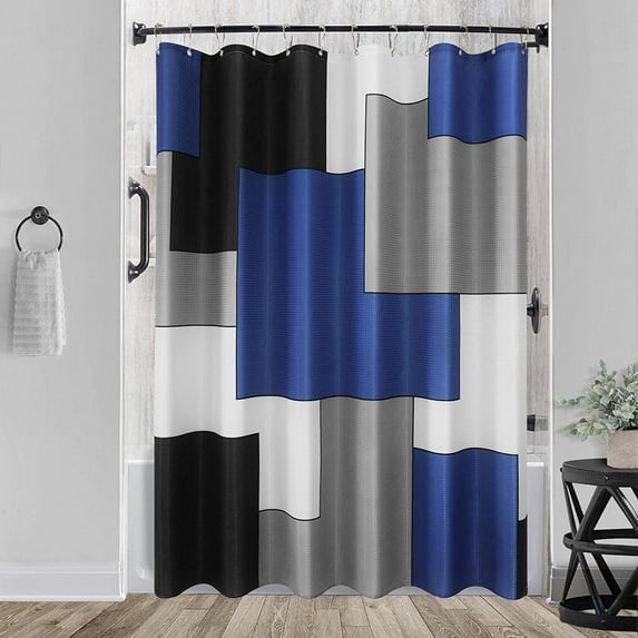 Extra Long Shower Curtain with 84 inch, Blue and White Shower Curtain for Bathroom Blue Shower Curtain,Modern Standard Shower Curtain for Bathroom Decor, Waterproof Washable Fabric Shower Curtain