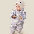 thumbnail image 4 of Cowsor Baby Snowsuit Baby Printed Winter Clothes with Hat Warm Outfits Zipper Romper Coat Jumpsuit, 4 of 7