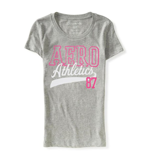 Aeropostale Athletics Logo Camiseta gráfica para mujer, gris, grande Aeropostale Camiseta gráfica