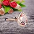thumbnail image 4 of 8x5mm Pear Shape 1.75 Carat Morganite Engagement Ring On 10k Rose Gold Halo Wedding Anniversary Promise Bridal Eternity Ring, 4 of 8