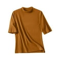 thumbnail image 4 of OSOLU Solid Color Women Turtleneck Slim Fit Half Elbow Short 3/4 Sleeve T-Shirt Tight Tops Tee Leisure Women Tops Dressy Casual, 4 of 4