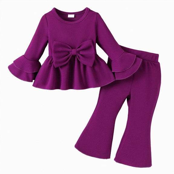 yboeqw Infant Baby Girls Outfit Set Fall 2 Piece Long Sleeve Ruffle Top Casual Pant Toddler Winter Clothes,Size 18-24 Months