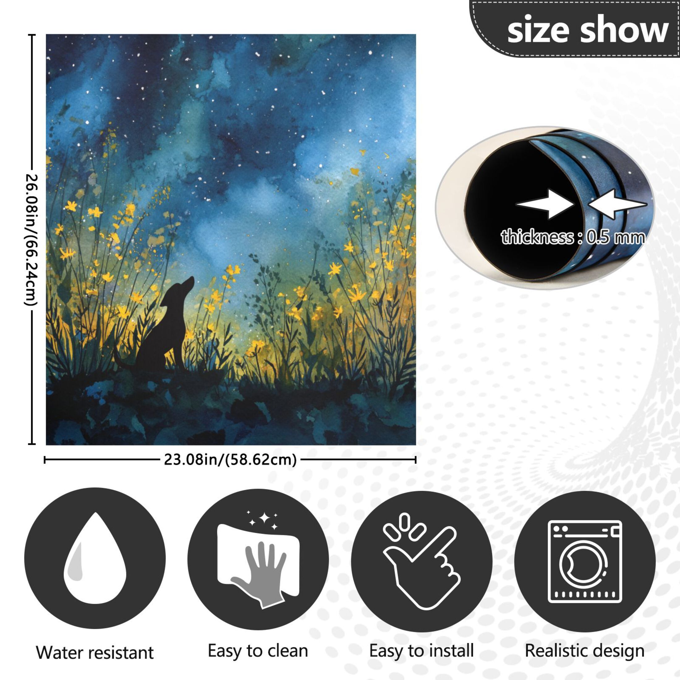 Dishwasher Magnetic Sticker 23x26 Inch Refrigerator Magnetic Sticker Washing Machine Magnetic Sticker Kitchen Panel Magnetic Sticker Home Decor Night Black Dog