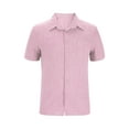 thumbnail image 3 of Iugvhana Mens Flax Shirts Casual Lightweight Breathable T-Shirts Button Down Short Sleeve Shirt Notch Lapel Tops with Pocket Pink L, 3 of 5