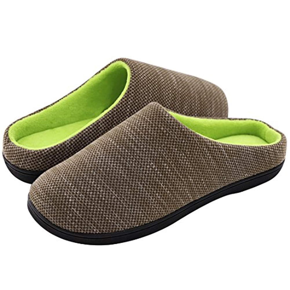 Brown Flossy Style Memory Foam Slippers UK10 Soft & Comfortable With Rubber Sole