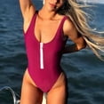 thumbnail image 2 of One Piece Swimsuit for Women One-Piece Zipper Solid Swimwear Swimsuit Bikini Swimming Beachwear, 2 of 4