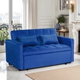 thumbnail image 5 of BSHTI 54" Pull-Out Sleeper Sofa Bed – Converts to Twin Size Bed with 3 Adjustable Angles, Velvet Upholstery, Solid Wood Frame, Side Pocket Storage, 2 Pillows Included,Blue, 5 of 10