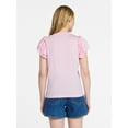 thumbnail image 3 of Time and Tru Women's Cotton Crewneck Tee with Ruffle Flutter Sleeves, Sizes XS-XXXL, 3 of 5