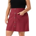 thumbnail image 2 of DARING DIVA Women's Plus Size with Pockets Mini Corduroy Skirt 3X Burgundy, 2 of 6