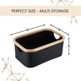 thumbnail image 3 of Evideco French home goods Collapsible Polyester and Bamboo Storage Basket, Black, 3 of 7