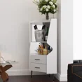 thumbnail image 5 of iooHug Wooden Corner bar cabinet with 2 open storage shelves and 2 drawers, mirrored back sideboard cabinet, high feet/legs for easy cleaning, buffet cabinet WHITE, 5 of 6
