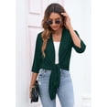 thumbnail image 3 of SHOWMALL Cardigans Légers Décontractés pour Femmes à devant Ouvert, Doux et Drapé, Manches 3/4, Taille US Moyenne, Vert Foncé, 3 of 13