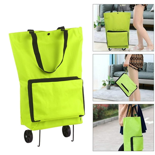 Eccomum Foldable Shopping Trolley Bag With Wheels Collapsible Shopping Cart Reusable Foldable Grocery Bags Travel Bag Green Green