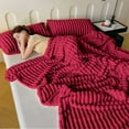 thumbnail image 4 of Cozy Throw Blanket, Flannel Fleece Blanket, Soft Striped Microfiber Bed Couch Blanket for All Seasons, Ribbed Sofa Decor, 4 of 6