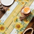 thumbnail image 3 of Sunflower Table Runner 90 Inches, Summer Eucalyptus Botanical Floral Yellow Wood Bed Runner Dresser Scarves Tabletop for Indoor Outdoor Parties/Ceremony/Banquet, 13" x 90", 3 of 9
