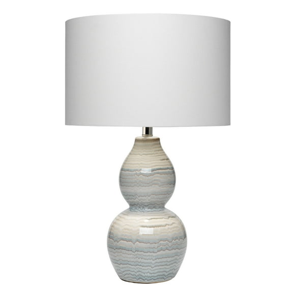 J&D Designs Catalina Wave Ceramic and Linen Table Lamp in White/Blue
