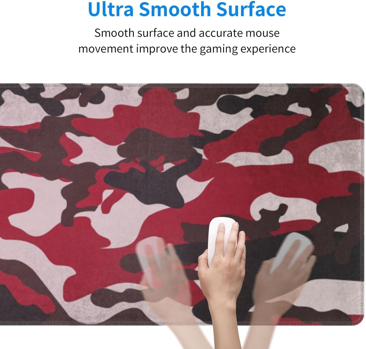 Large Gaming Mouse Pad, XL Mousepad Design with Camouflage, Extended Keyboard Mats for Desk, Waterproof Big Long Computer Deskpad Loptop Pads for Women Office, (Red Black, 31.5 * 11.8 in)