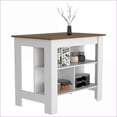 thumbnail image 6 of Kitchen Island with Three Shelves, Four Legs - White/Walnut | Modern | Particle Board, 6 of 11