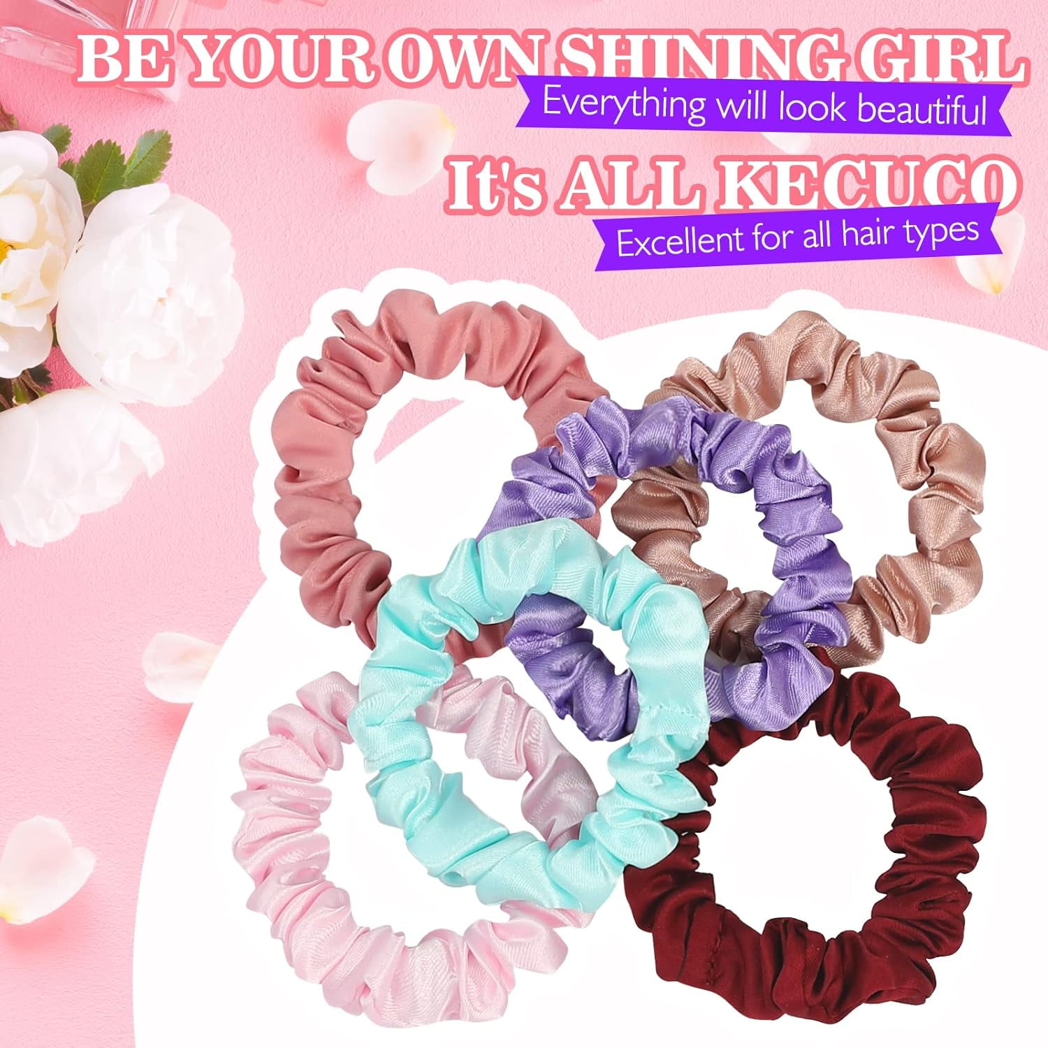 Silk Satin Hair Scrunchies, Hair Ties for Women Hair Accessories Gift (Multicolor A)