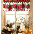 thumbnail image 4 of Christmas Poinsettia Kitchen Curtain Valances Red and Green Blooming Small Window Valances with Rod Pocket Merry Xmas Bedroom Bathroom Laundry Short Curtains Decoration, 52x18inch, 4 of 6