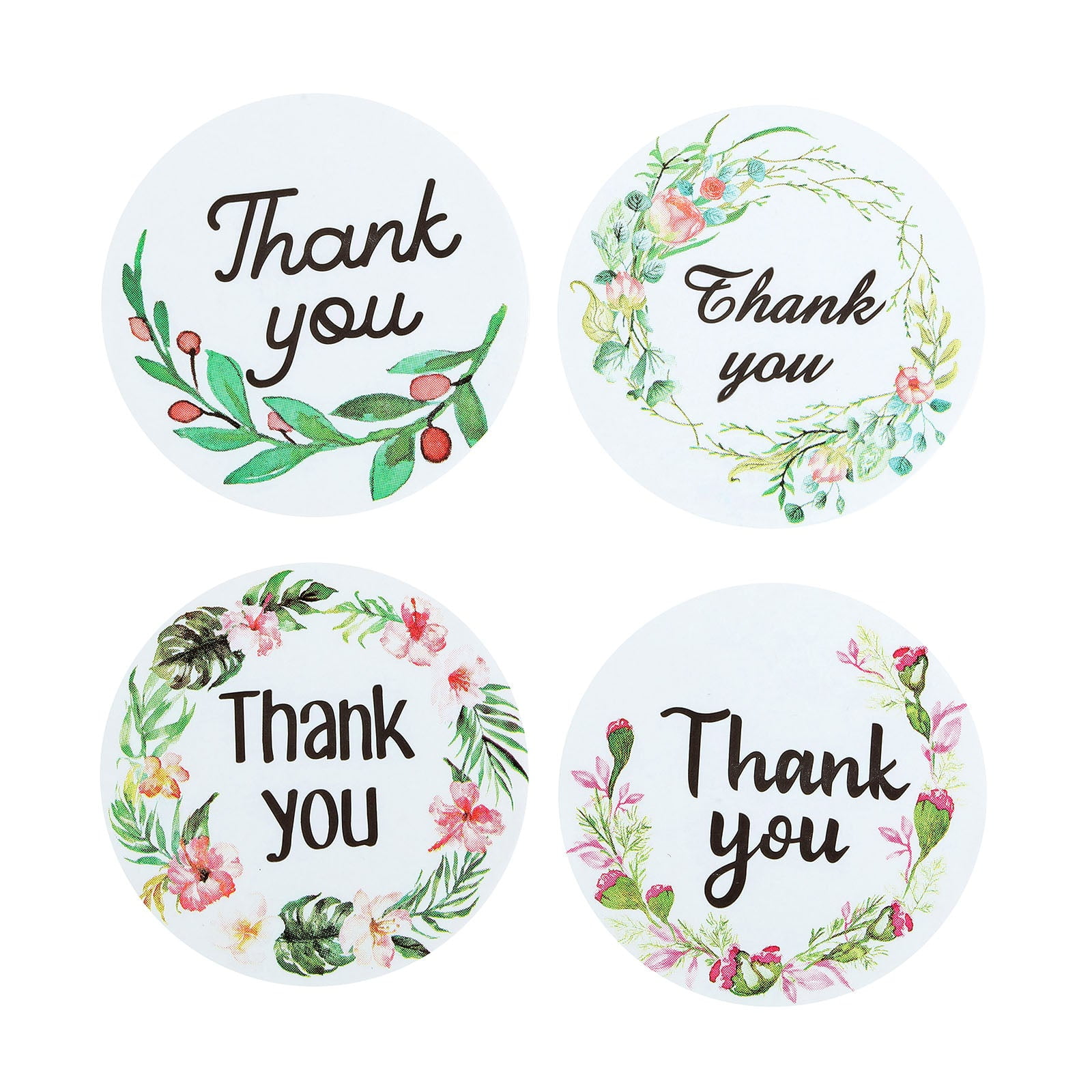 Thank You Stickers Roll 500pcs 1.5 Inch,Thank You Small Business Stickers 8 Floral Designs,Personalized Custom Stickers Labels for Thank You Card,Package,Birthday Party,Bakery,Envelope Seals. 