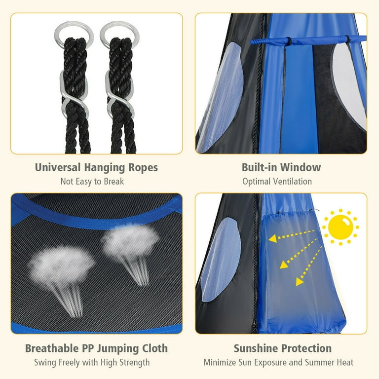 【havehad】Summer Easy Worker Set-up Gymax 40'' Indoor Cozy Kids Hanging Chair Swing Tent Set