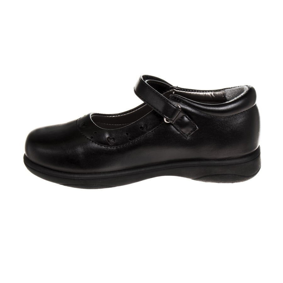French Toast Little Kids Girls' Faux Leather Hook & Loop School Shoes - Black, 9