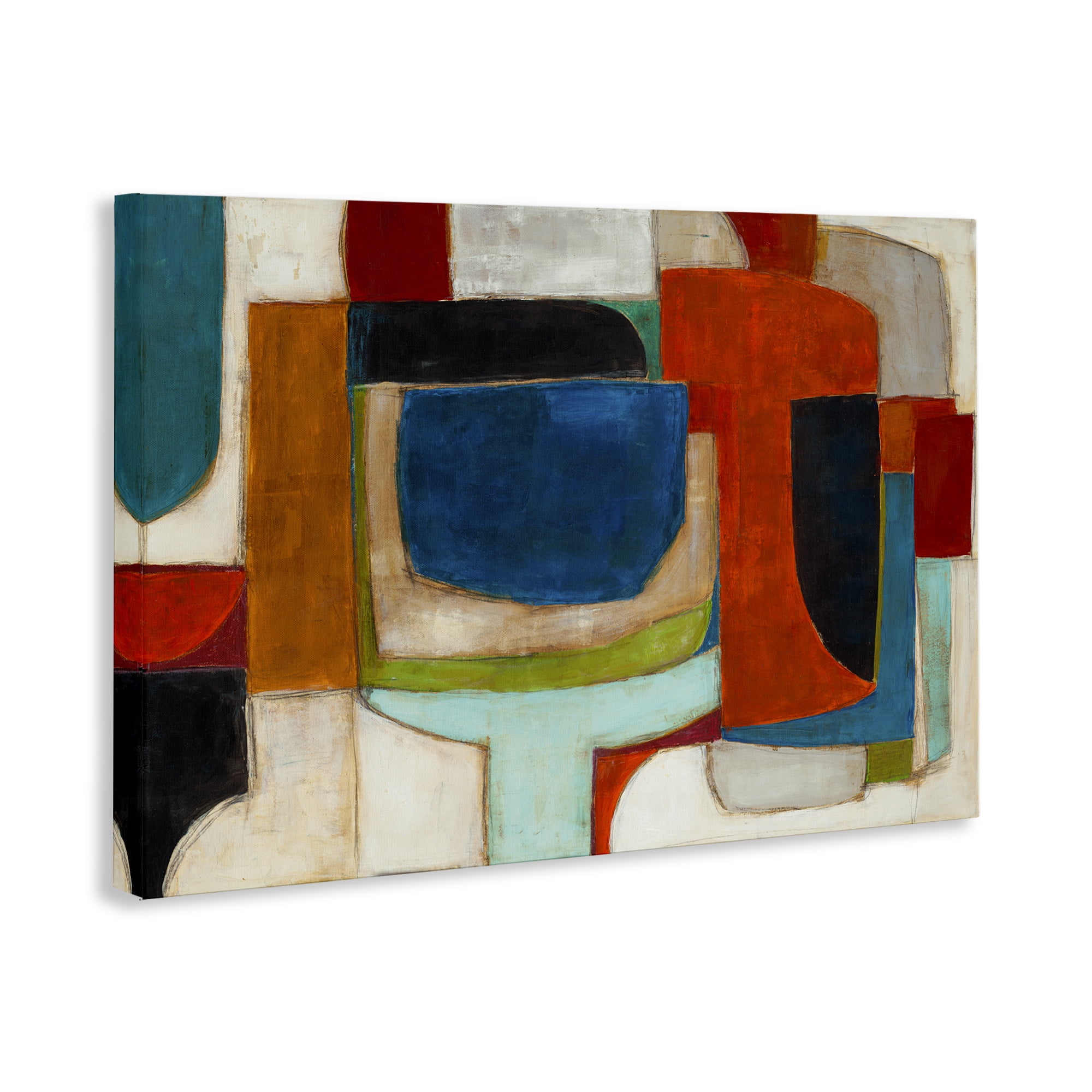 Stupell Industries Geometric Cubist Abstraction Abstract Painting Wrapped Canvas Art Print Wall Art, 24 x 16