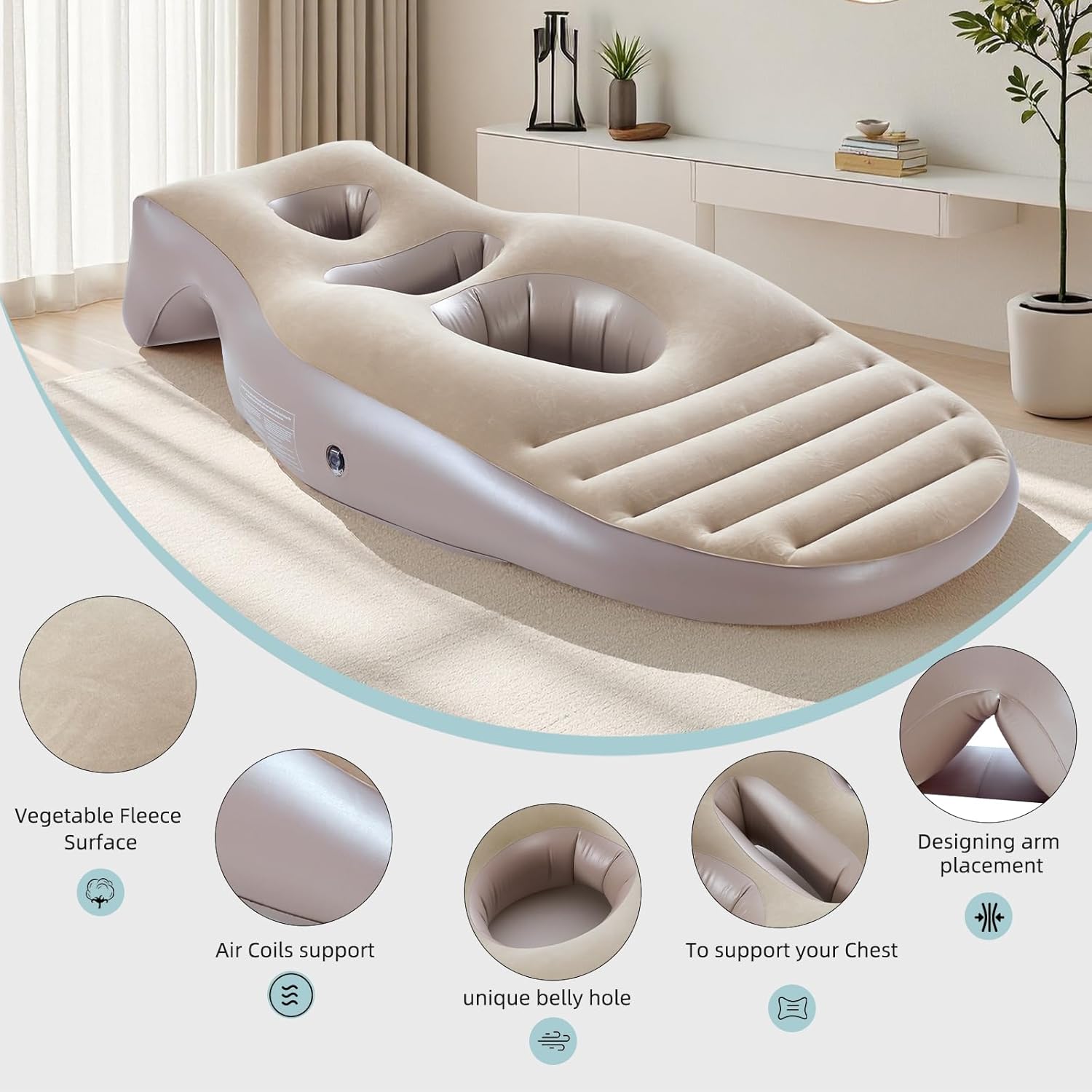 Aorsher Upgraded 70.87” Inflatable Pregnancy Pillow with Belly Hole, Portable Travel Maternity Pillow for Belly Support, Stomach Sleeping, Water Pool Float & Yoga Mat, Pregnancy Resting Must Haves