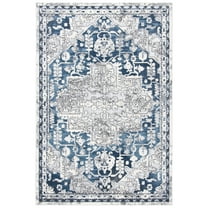 SAFAVIEH Lagoon Macedonia Medallion Area Rug, Navy/Gray, 5'5" x 7'7"