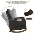thumbnail image 3 of Rocking Chair, Upholstered Glider Chair with Side Pocket, Nursery Chair with High Backrest and Rubber Wood Legs, Rocking Accent Armchair for Living Room Bedroom Nursery, 3 of 9