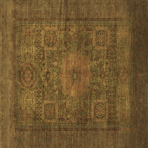 Ahgly Company Indoor Square Abstract Brown Modern Area Rugs, 8' Square