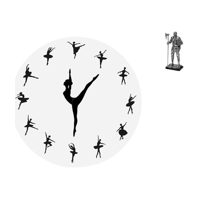 Reloj de pared de caballero bailarina, figura de bailarina de ballet, adorno de mesa silencioso y , estatua decorativa de danza, entrada