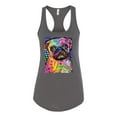thumbnail image 3 of Funny Neon Pug | Dean Russo Art Animal Lover Ladies Racerback Tank Top, Dark Grey, X-Large, 3 of 6